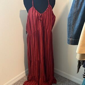 City Chic Red Striped Maxi Dress